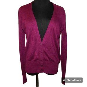 Moda International Silk Cashmere Button Up V-Neck Cardigan Sweater Size Small